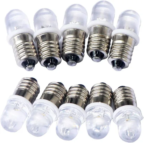 Vista 6 de 10pcs E10 Tornillo DC3V Punto Rojo Led Bombilla Lámparas de Luz +10pcs E10 Base (DC3V, Rojo)