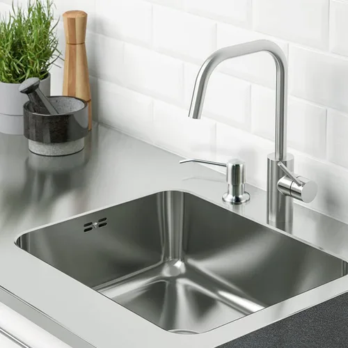 Vista 2 de Dispensador de Jabón para Fregadero de Cocina (Níquel Cepillado), Dispensador de Jabón de Acero Inoxidable para Encimera con Bomba y Kit de Tubo
