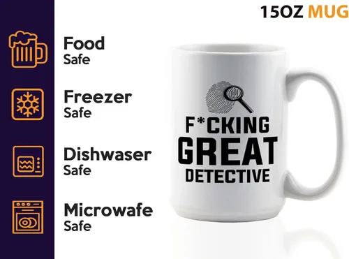 Vista 4 de Taza de café de detective de 15 onzas, color blanco, gran detective, policía, policía, patrulla, policía, policía, policía, policía, policía