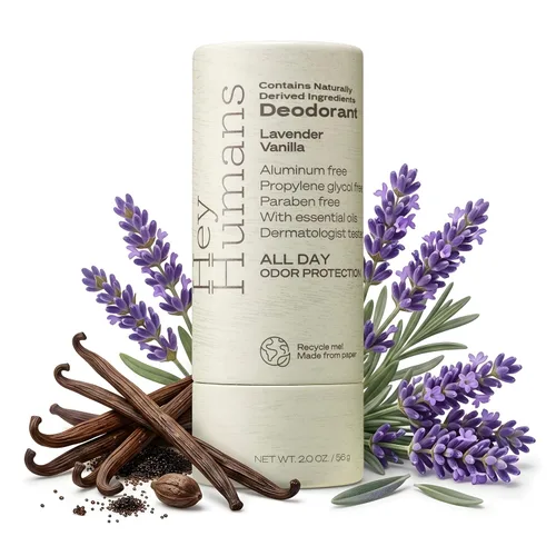 Vista 8 de Hey Humans Desodorante, desodorante sin aluminio para mujeres y hombres, contiene ingredientes derivados naturalmente, control de olores durante