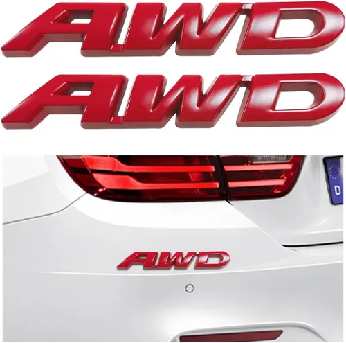 Vista 9 de Dickno Pegatina de emblema AWD, calcomanía de letra 3D de metal para puerta trasera y lateral, emblema adhesivo para parachoques laterales de auto