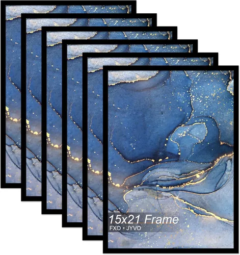 Vista 73 de Fxojyvo Marco de fotos de 5 x 8 pulgadas, marco negro para póster de fotos de 5 x 8 pulgadas, peso ligero y altamente transparente, marco de 5 x 8