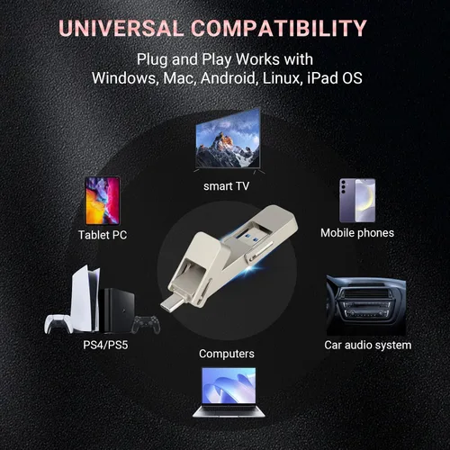 Vista 6 de Unidad USB de 128 GB, SSD portátil rápida 550 MB/s 2 en 1, tipo C+A USB3.2 Gen2 unidad de estado sólido externa, disco duro externo SSD para iPhone