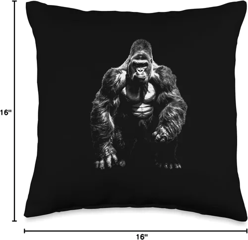Vista 4 de Wild Vibes Face Angry Growling Scary Silverback Gorilla - Almohada (16 x 16 pulgadas), multicolor