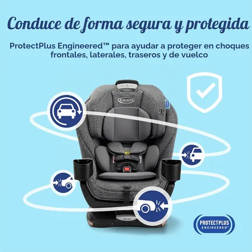 Vista 7 de Asiento de coche convertible Graco Extend2Fit 3 en 1 para bebé, orientación hacia atrás y hacia adelante, panel de extensión ajustable para espacio