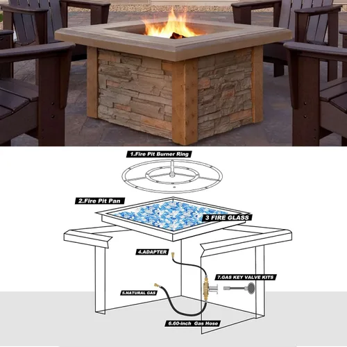 Vista 6 de Skyflame Manguera de conexión de gas natural, kit completo de instalación para fogatas NG, desde quemador hasta gas natural, incluye juego de llaves