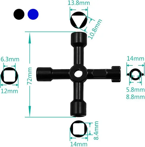 Vista 2 de Llave multifuncional de 4 vías, llave de fontanería, herramienta de apertura de llave de plomero para control eléctrico, medidor de agua, gas, caja