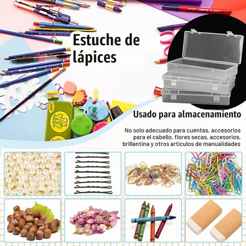 Vista 4 de 10 cajas de almacenamiento de plástico de 6 pulgadas, pequeños recipientes de almacenamiento con tapas con bisagras, cajas transparentes