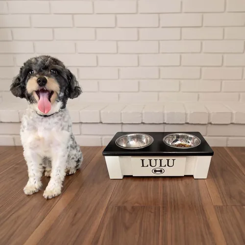 Vista 3 de GTW Soporte de Cuenco Elevado Personalizado para Perros Grandes, Medianos, Pequeños y Extra Pequeños - Cuencos de Acero Inoxidable para Comida