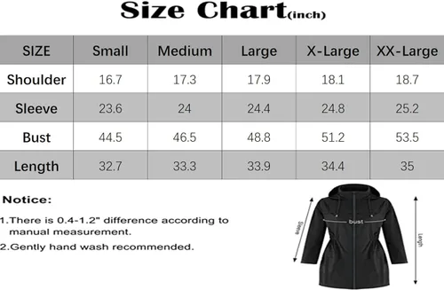 Vista 6 de GUANYY Chaqueta impermeable para mujer, chaqueta Anorak para exteriores, con capucha