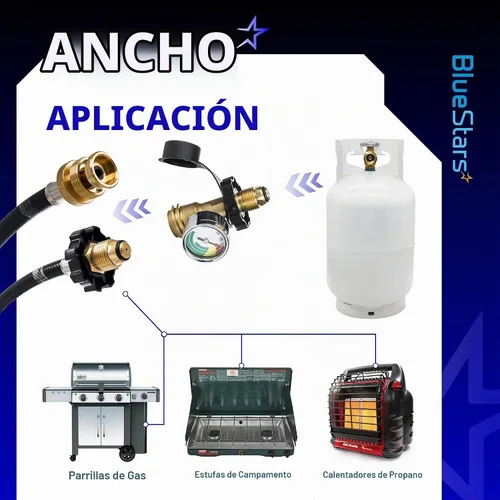 Vista 7 de BlueStars [100% latón sólido] Adaptador de tanque de propano de 100 libras