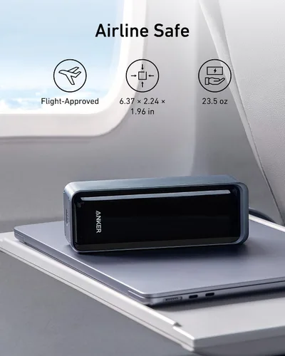 Vista 6 de Anker Prime Power Bank, cargador portátil de 27,650 mAh de 3 puertos y 250 W para viajes, aprobado por la TSA, aplicación inteligente, para MacBook