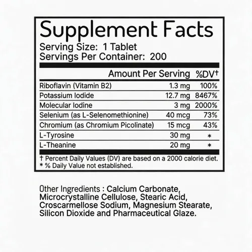 Vista 2 de Zen Haus 12,5 mg con selenio (como selenometionina) y más - 200 tabletas - Thyroid Plus Immune Support - Tabletas de yodo de alta potencia