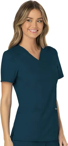 Vista 6 de Cherokee - Camiseta de ropa quirúrgica para mujer estilo cruzado falso para trabajar WW610