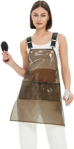 Vista 6 de Delantal para estilista de cabello MIKI WELL para salón, barbero, atrezzo cruzado, delantal impermeable de trabajo con 3 bolsillos
