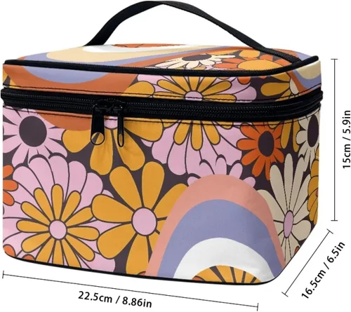 Vista 6 de Bolsas de cosméticos Drydeepin, bolsas de viaje para artículos de aseo con asa y cremallera, bolsas de maquillaje portátiles para mujeres