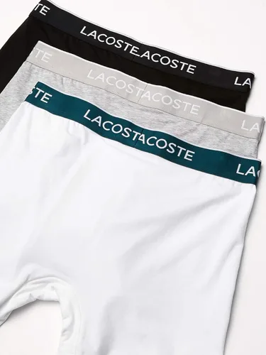 Vista 2 de Lacoste Calzoncillos tipo bóxer elásticos de algodón para hombre, estilo casual, clásico, paquete de 3