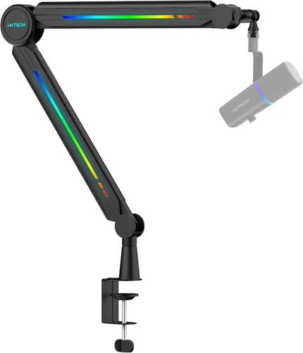 Vista 12 de Brazo de micrófono premium con soporte de escritorio, giratorio de 360°, totalmente ajustable, para podcast, video, juegos, radio, estudio