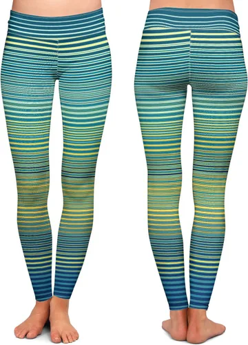 Vista 2 de Made in USA Athletic Yoga Leggings from DiaNoche Designs by Christy Leigh - Teling Stripes