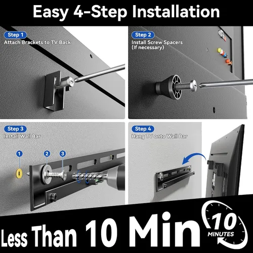 Vista 5 de Auoace Soporte de TV pequeño para televisores de 12 a 55 pulgadas, soporte universal de TV de perfil bajo de 1.1 pulgadas, hasta 100 libras, se