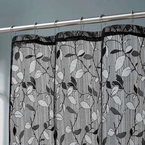 Vista 7 de LINENZONE Cortinas de ducha de encaje con elegante diseño de hojas. Tamaño 36 x 72 pulgadas. Se puede utilizar como cortina de ducha rústica