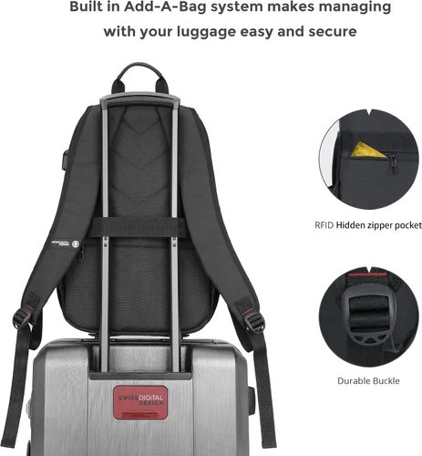 Vista 6 de Swissdigital Mochila escolar con diseño loptop, Gris