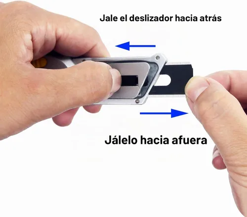 Vista 6 de XW Cuchillo plegable para alfombra, navaja resistente con tapa protectora, 5 cuchillas adicionales incluidas