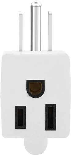 Vista 2 de 90 grados NEMA 5-15P a 5-15R cambiador de dirección en ángulo adaptador blanco