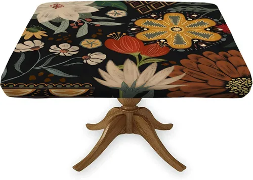 Vista 29 de Mantel cuadrado geométrico, ajustable, color turquesa, verde azulado degradado, con borde elástico, resistente a derrames y manchas, para mantel