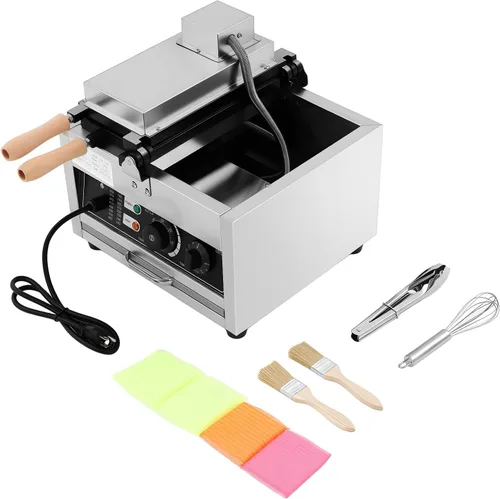 Vista 7 de Máquina eléctrica para hacer gofres, 3 rebanadas antiadherente, máquina comercial para hacer gofres, mini wafles de acero inoxidable de 110 V 1500