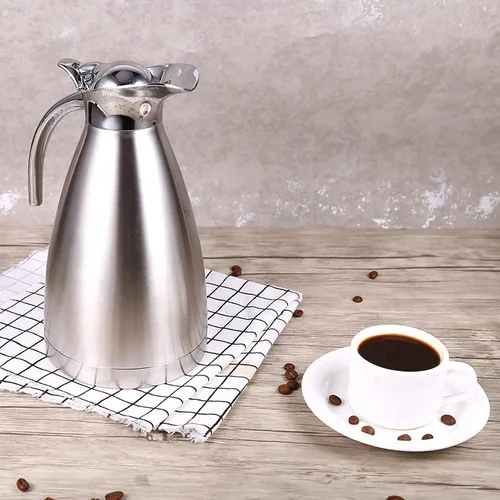 Vista 2 de Olla de café, jarra de café térmica aislada al vacío de doble pared, dispensador de ollas de té multiuso, botella de acero inoxidable para café