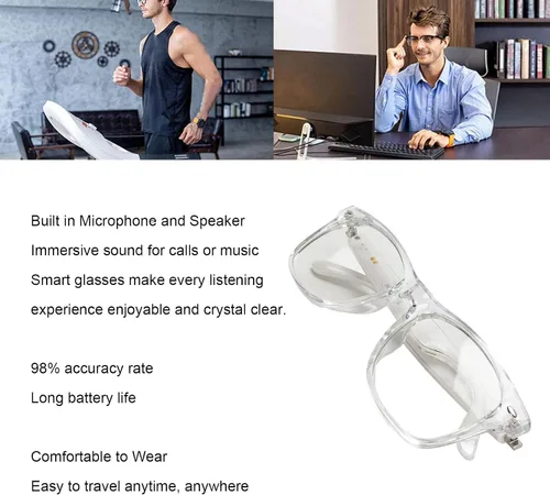 Vista 3 de Blue Tech - Gafas Bluetooth para mujer, lentes Bluetooth con altavoces, gafas de traducción AI en tiempo real, soporte de traducción en tiempo real
