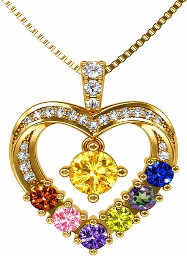 Vista 9 de Central Diamond Center Collar con piedra natal de corazón para madre e hijo con 1-6 piedras preciosas de imitación en plata de ley, oro de 10