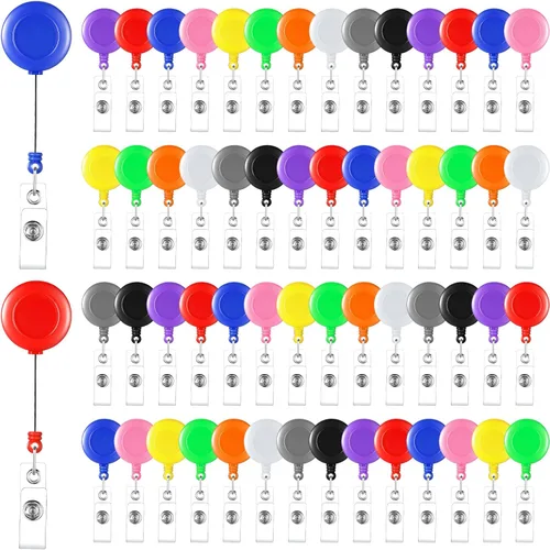 Vista 9 de Handepo - 200 carretes retráctiles para insignias a granel con clips, color negro