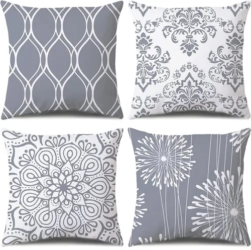Vista 12 de Coliuso Fundas Decorativas para Almohadas de Tiro 16x16 Juego de 4, Azul Moderno Simple Cuadrado Funda de Almohada Cojín para Sofá Sillón