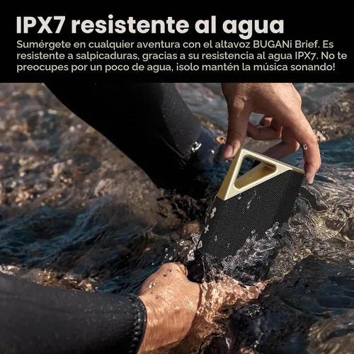 Vista 3 de Altavoz Bluetooth inalámbrico portátil, altavoz portátil IPX7 impermeable Negro dorado