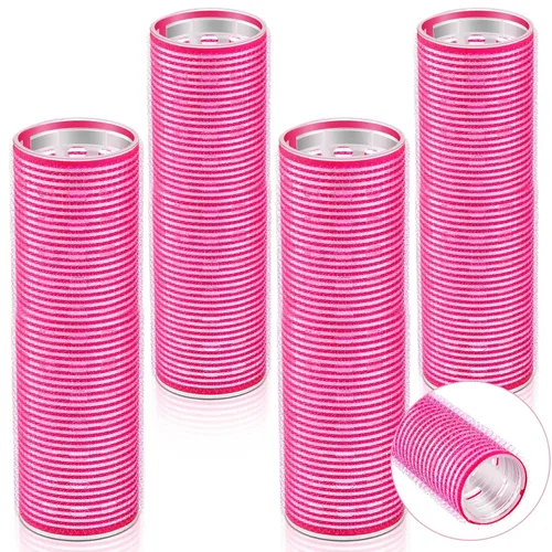 Vista 10 de WILLBOND 4 rodillos de pelo largos para flequillo, rizadores de núcleo de aluminio, rodillo térmico de autoagarre para cabello largo y mediano, Negro