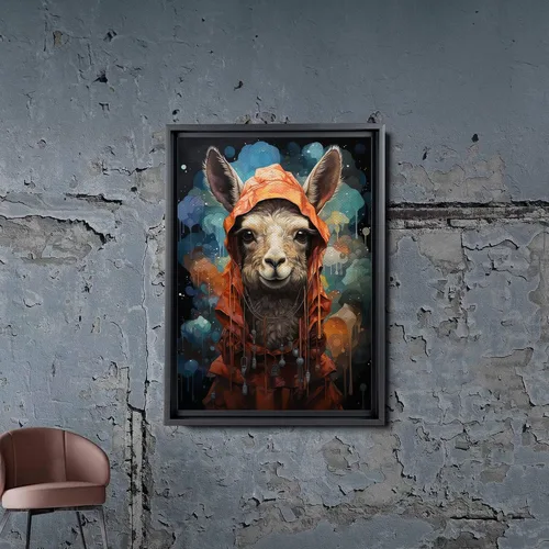 Vista 4 de Alpaca Canvas Wall Art for Bathroom Living Room Wall Decoration Animal Wall Painting Autumn Landscape Wall Picture Aesthetic Alpaca Wall Decor
