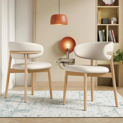 Vista 11 de Montary Juego de 2 sillas de comedor, modernas sillas de comedor empalmadas de piel sintética, respaldo ergonómico curvado con patas de acero al