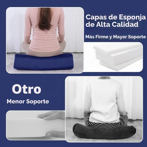 Vista 6 de MABOZOO Juego de cojines de yoga, funda de terciopelo de espuma de alta densidad para yoga restaurativo y meditación, almohada rectangular