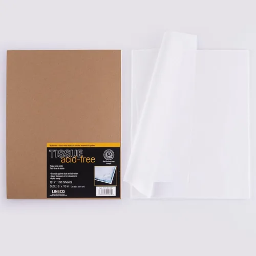Vista 2 de Lineco Buffered papel intercalado sin ácidos, extiende la vida útil del papel, fotografías, textiles y artefactos. Uso para fotografías, blanco