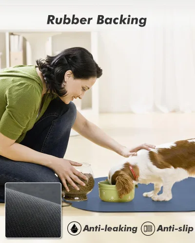 Vista 5 de Tapete absorbente de comida para perros y gatos, tapete para comida y agua, tapete de secado rápido para alimentos para mascotas, almohadilla