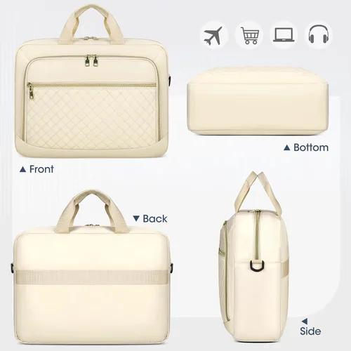 Vista 8 de NEWHEY Bolsa para laptop de 17.3 pulgadas, maletín para computadora portátil para mujeres y hombres, bolsa de hombro impermeable, bolsa de mensajero