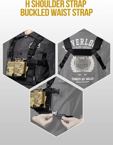 Vista 7 de ONETIGRIS ROC Chest Rig Panel modular táctico con correa de hombro extraíble y correa de cintura