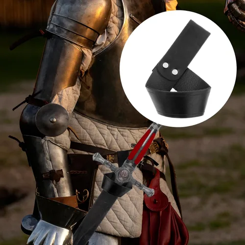 Vista 5 de Funda de piel sintética para espada, soporte de transporte para cinturón de katanas, funda de daga de espada, funda de estoque para hombres adultos