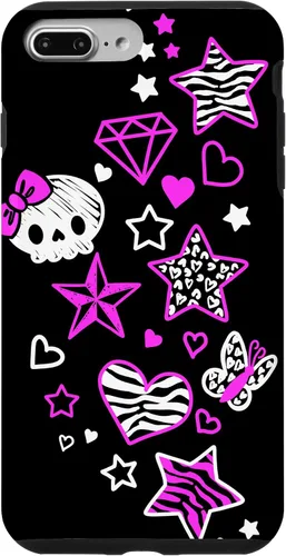 Vista 12 de Carcasa estética para iPhone 16 McBling Doodles Bimbo Trashy Y2K Animal Print Star