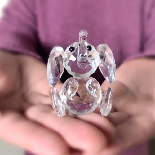 Vista 8 de Estatuillas de elefante lindo de cristal transparente, mini escultura de animales, pisapapeles, decoración para el hogar, adorno de mesa, regalo