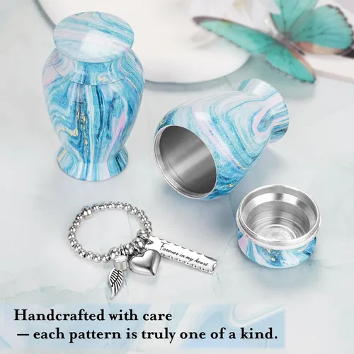 Vista 3 de Dletay Urnas pequeñas personalizadas para cenizas humanas, recuerdo de 2.85 pulgadas, mini urna de cremación conmemorativa para mujeres y hombres
