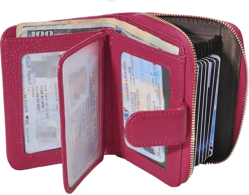Vista 2 de Beurlike billetera de cuero, con tarjetero con bloqueo RFID, organizador, billetera segura para mujer