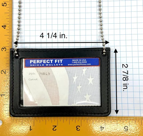 Vista 4 de Cadena de cuello de doble cara para identificación con 2 ventanas transparentes de identificación, insignia de cuero para pase de credencial
